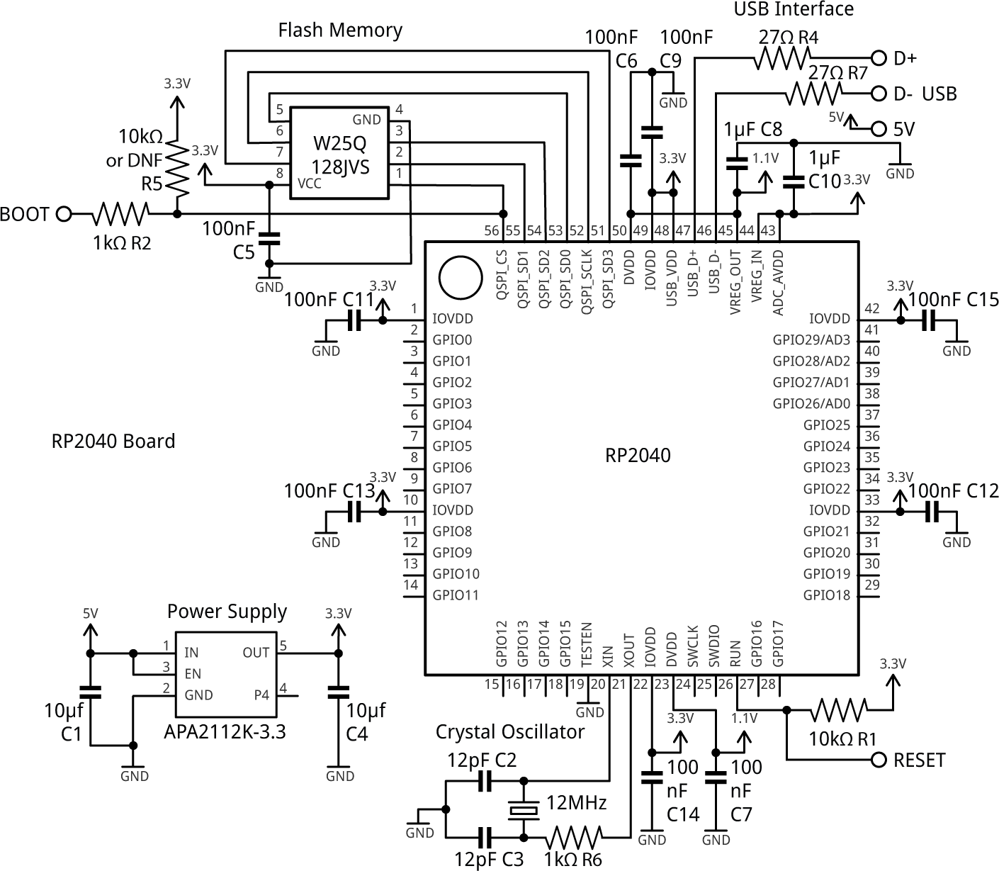 RP2040 Development Board USB-C 16MB - Raspberry Pi Pico compatible, MCU /  Controller, Keyboard Parts